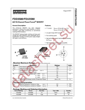 FDD3580 datasheet  